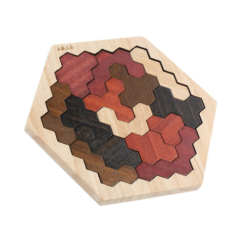 Wooden Hexagonal Geometric Puzzle - Monique Biz