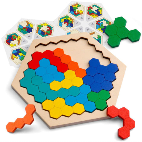 Wooden Hexagon Puzzles Toy - Monique Biz