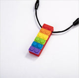 Rainbow Building Block Silicone Chewing Necklace - Monique Biz