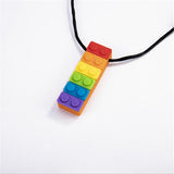 Rainbow Building Block Silicone Chewing Necklace - Monique Biz